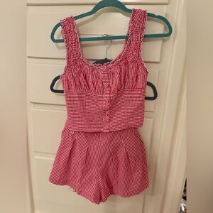 Red Gingham Top and Skirt Set